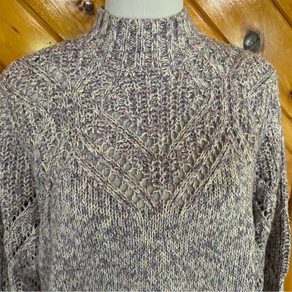 Torrid Purple Pointelle Pullover Turtleneck Sweater Chunky Knit 2 Space Dye